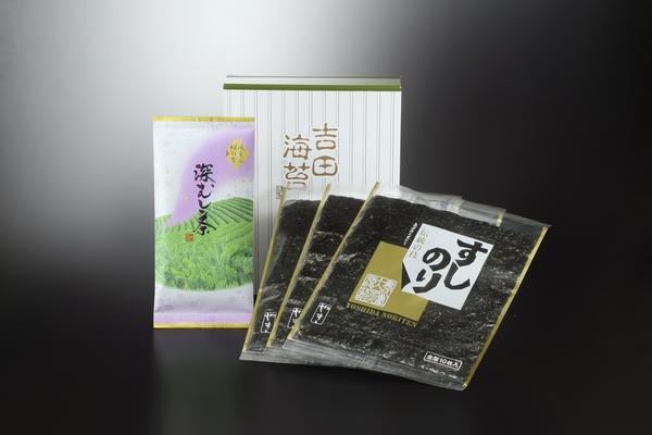 すしのりゴールド3帖・深蒸上煎茶100ｇの化粧箱入り
